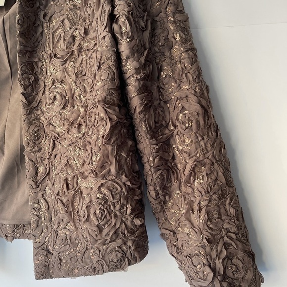 NWT ($159) Chico's Blazer Jacket Coat Taupe Rose Sequin, Sz 1 (M/8) - Picture 11 of 14